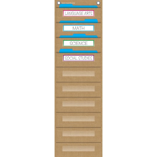 Teacher Created Resources Burlap 10 Pocket File Storage Pocket Chart